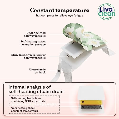 LivaClean 16 CT Steam Eye Mask for Dry Eyes - Mix Scented Masks - Eye Steam Mask Self-Heating Eye Mask for Sleeping - Heat Eye Mask for Dry Eye - Disposable Eye Mask Warm, Eye Warmer, Heated Eye Mask