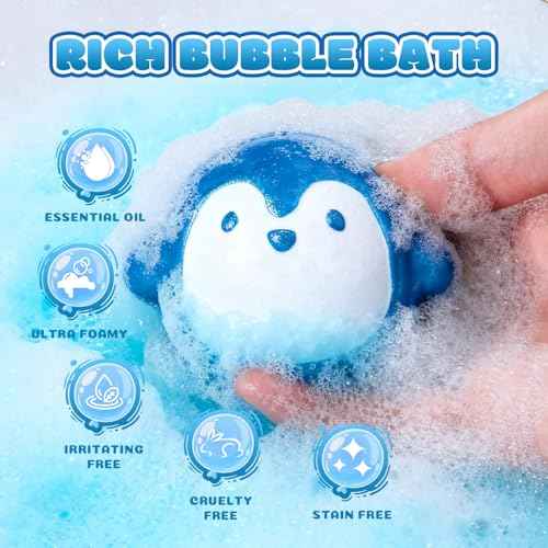 Aofmee Bath Bombs for Kids, 12 Pcs Kids Bath Bombs with Essential Oil, 6 Animal Shapes and Fruity Aroma, Natural Organic Spa Gift Set for Boys Girls, Birthday Christmas Halloween