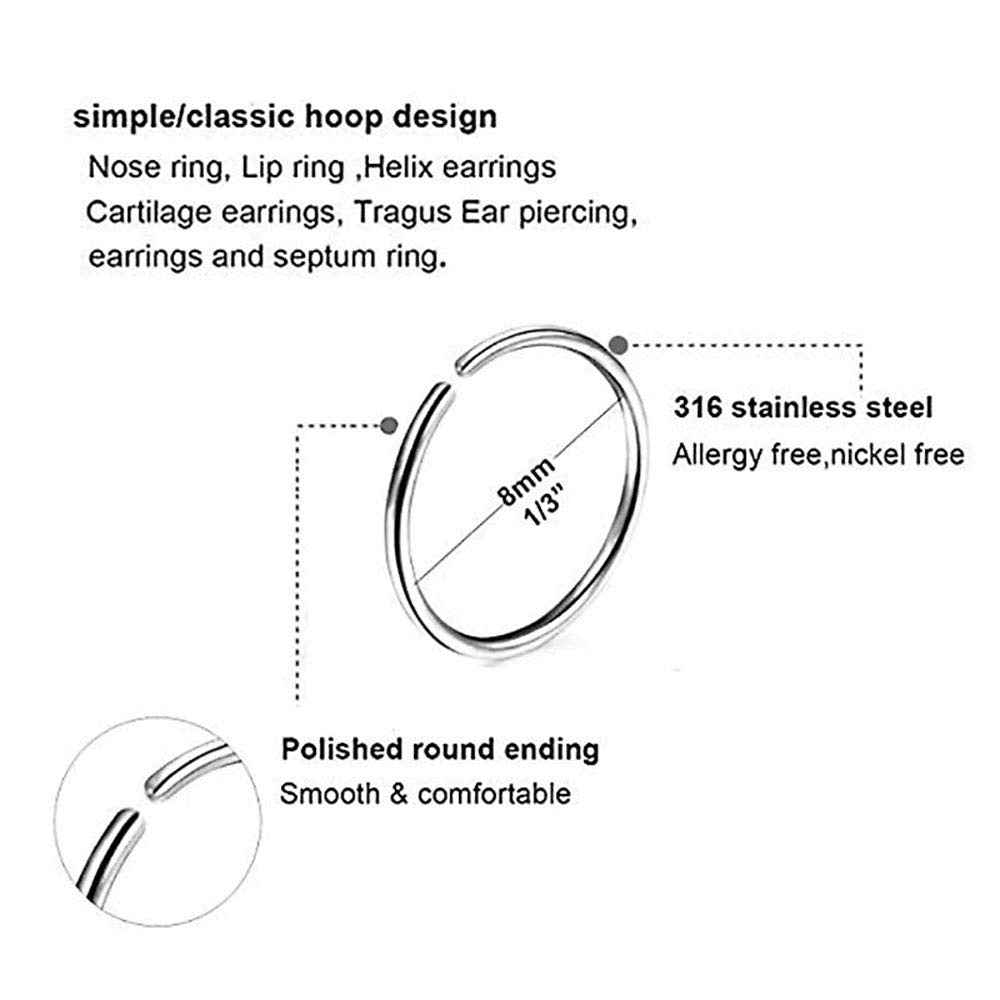 Jconly Professional Body Piercing Kit - 46Pcs 316L Surgical Steel Nose Lip Piercing Set with Needles (18G/20G), Clamps, Jewelry & Safety Supplies
