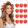 Healifty 12-Piece Strawberry Curlers Set - Soft Sponge Heatless Hair Rollers for Natural Curls