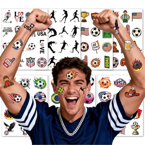 100-Piece Temporary Soccer Tattoo Set ? Premium Football Designs, Pre-Cut for Easy Application, Ideal for Party Supplies, Gifts, and Fan Events