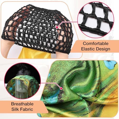 Silk Press Wrap Cap with Adjustable Scarf - 2-in-1 Hair Net