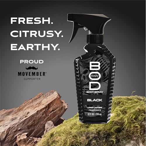 BOD Man Black Fragrance Body Spray, 8 fl oz (Pack of 2)