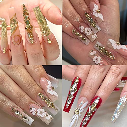 Champagne Gold Nail Rhinestones Kit - 3D Flatback Crystal Gems & Tools