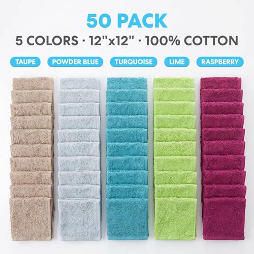 Simpli-Magic 100% Cotton Washcloths 12x12 50-Pack