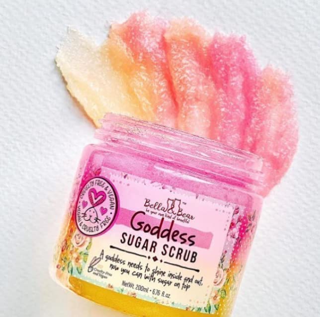 Bella and Bear Goddess Sugar Scrub, No Parabens, New Fragrance, Cruelty-Free, Vegan-Friendly Exfoliating, 6.7oz