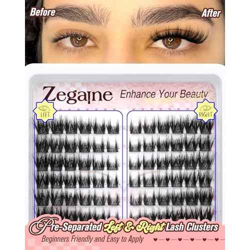 Cat Eye Lash Clusters With Spikes Manga Eyelash Clusters Wispy Cluster Eyelash Extensions C-Curly Left&Right Lash Clusters Anime Individual Lashes Pre-Mapped DIY Lash Extensions 10-18MM by Zegaine