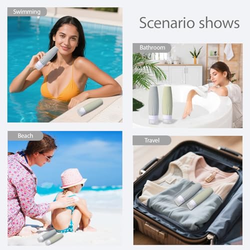 TSA Approved 3oz Silicone Travel Bottles - 4 Pack for Toiletries