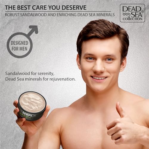 Dead Sea Collection Amber Wood Salt Body Scrub for Men - Large 23.28 OZ - with Pure Oils and Dead Sea Minerals