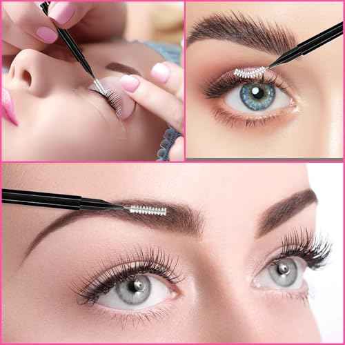 Micro Eyebrow Brush Set with Cap 50Pcs Eyelash Spoolies Comb Brow Lamination Brush Mini Spoolie For Eyelash Extensions Lash Lift Tools