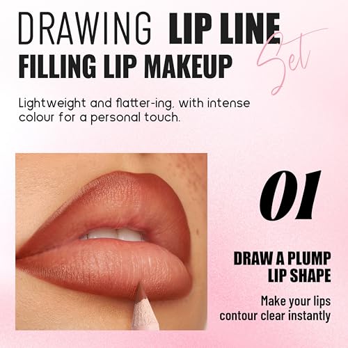 Matte Lipstick Set 6PC with Lip Liner & Plumper Kit