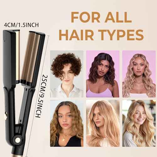 Crimper Hair Tool, Mini Hair Crimper for Women Heating up 390¡ÆF, Waver Curling Iron with Negative Ions, Double Voltage Crimping Iron for All Style (9.5 Inch/1.5 Inch)