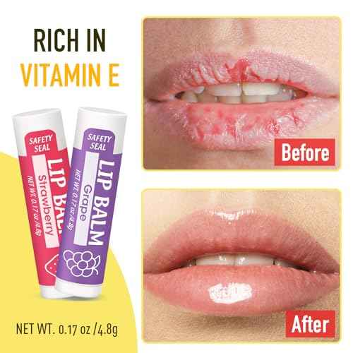 16 Pack Lip Balm, Natural Lip Balm Bulk with Vitamin E and Coconut Oil, Moisturizing Lip Balms for Dry Cracked Lips, Lip Balms for Stocking Stuffers - 8 Flavors