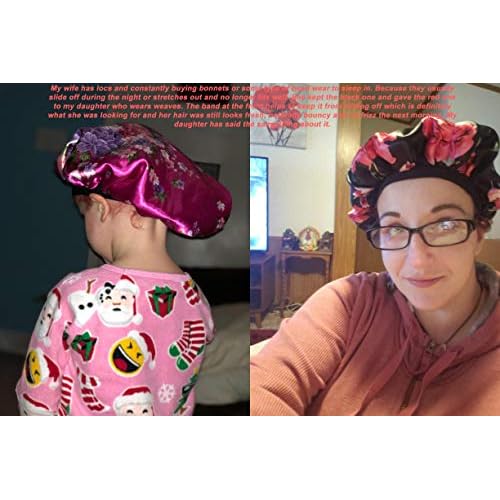 3 PCS Satin Bonnets Night Sleep Caps Wide Band Salon Cap Soft Satin Sleeping Silk Night Sleep Hat Hair Loss Cap Sleeping Head Cover