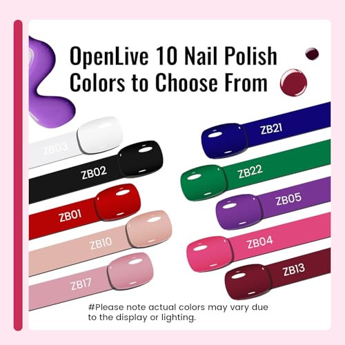 OpenLive 12-Piece Quick Dry Nail Polish Set with Base & Top Coat (5ml)