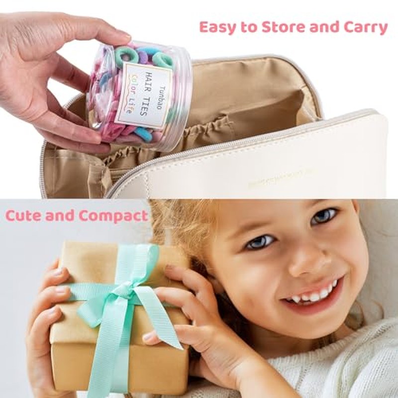 100 Mini Soft Cotton Baby Hair Ties for Toddlers & Kids