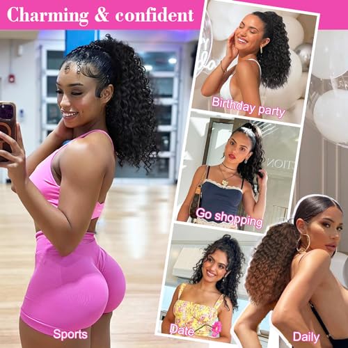 18 Inch Drawstring Ponytail Extension for Black Women - Curly Synthetic
