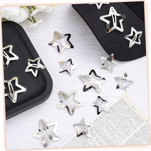 40pcs 1.6" and 1.2" Metal Star Hair Clips - 2000s Y2K Silver Star Barrettes for Girls,Stocking Stuffers for Teen Girls