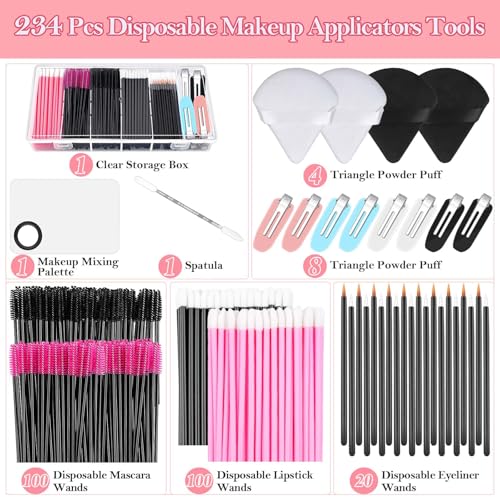 Disposable Makeup Applicators Kit with Mixing Tray & Brushes