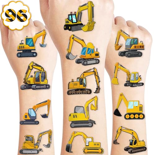 100 PCS Excavator Temporary Tattoos for Kids