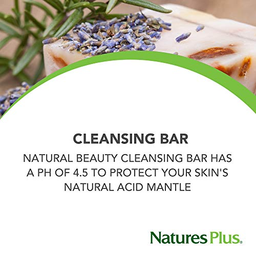 NaturesPlus Natural Beauty Cleansing Bar - 3.5 oz - Cleanse, Soothe & Protect Skin - With Vitamin E, Allantoin, Humectants & Emollients