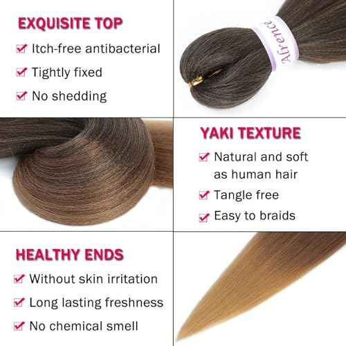 Alrence Pre Stretched Braiding Hair Long Braid 16 Inch 8 Packs Professional Braiding Hair Extensions Synthetic Crochet Twist Braids (16 Inch, 1B/30/27)