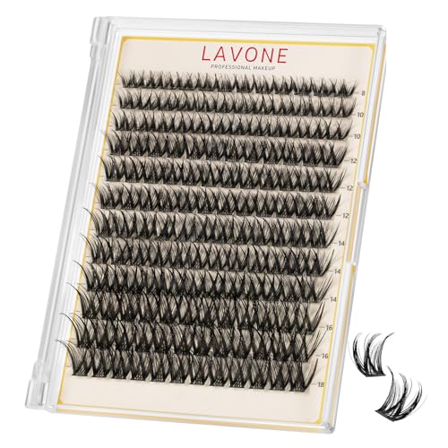 LAVONE Lash Clusters 144PCS D Curl 8-18mm DIY Eyelash Extensions