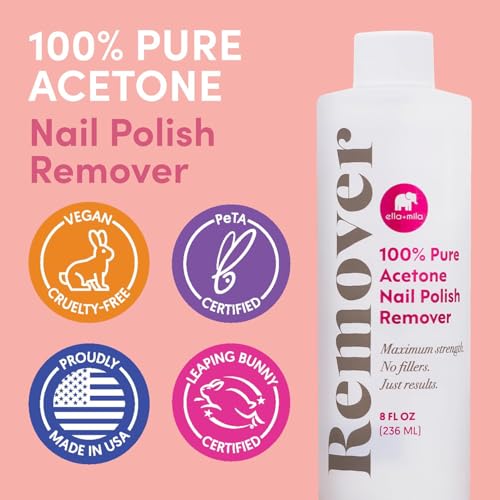 ella+mila 100% Pure Acetone Nail Polish Remover for Gel & Acrylic - 8 oz