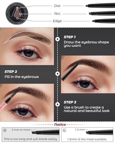 Waterproof Micro Eyebrow Pencils - 12-Piece Set with 3D Tip & Brow Razor