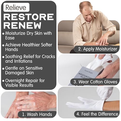 Overnight Moisturizing Cotton Gloves - 8 Pairs for Dry Hands