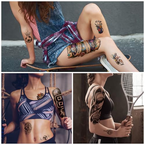 Sport Temporary Tattoos 77 Sheets Waterproof for Adults Kids