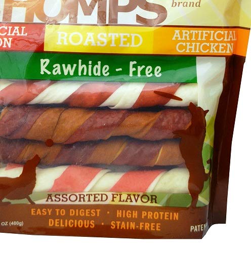 Pork Chomps Baked Pork Skin Dog Chews, 6-inch Twists, Bacon Flavor Wrap, 4 Count (Pack of 2)