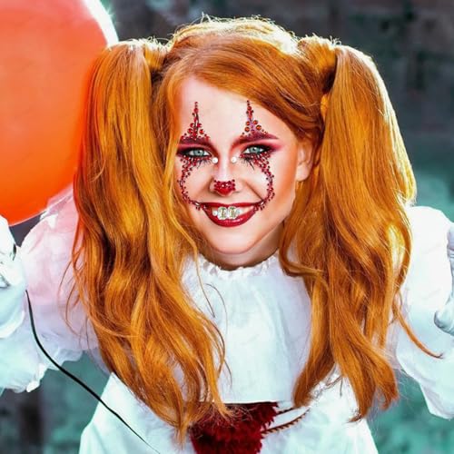 Clown Face Gems Stickers - 2 Pcs Halloween Makeup Rhinestones