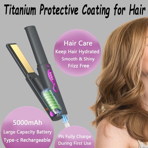 OBEST Gray Cordless Hair Straighteners Curler 2-in-1 Fast Heating Flat Iron