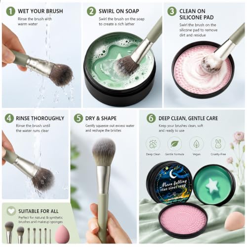 Makeup Brush Cleaner Soap with Silicone Pad | 2-in-1 Deep Clean