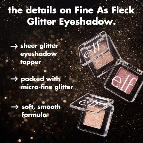 e.l.f. Fine as Fleck Glitter Eyeshadow - Certified Platinum, 0.07oz, Party-Ready Makeup