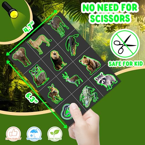 96 Glow in Dark Jungle Animal Temporary Tattoos Party Favors