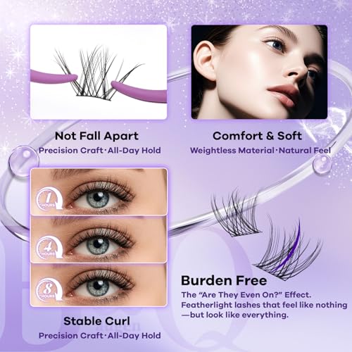 B&Q Natural Lash Clusters - Wispy Individual False Lashes 8-16mm