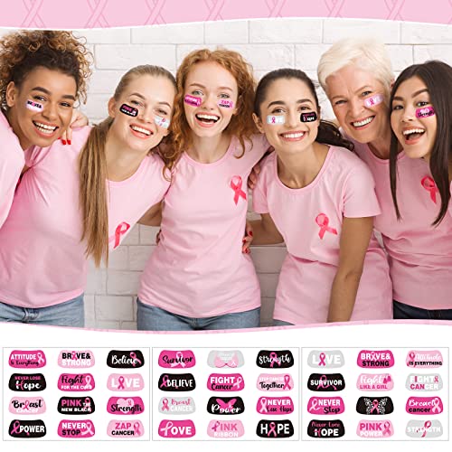 Breast Cancer Awareness Temporary Tattoos, 180 Pieces Pink Ribbon