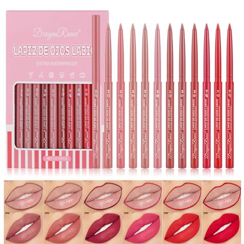12 Colors Lip Liner Pencil Set - Waterproof Matte Lipstick