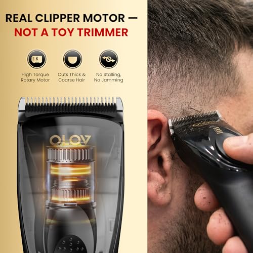 OLOV Professional Black Cordless Hair Clippers for Men, Adjustable 4-Position, 2-Speed, Ceramic Blades