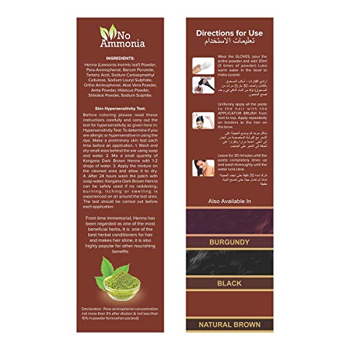 Kangana Henna Hair Dye Dark Brown - Ammonia-Free, 6 Pouches