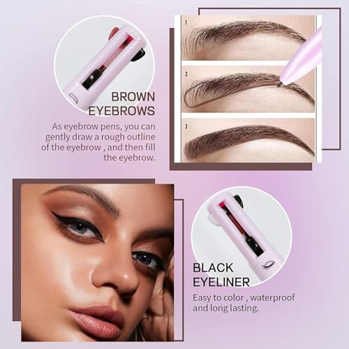 4 In 1 Makeuppen, 4 Colors Multi-Function Makeup Beauty Pencil, Portable Eyebrow Eyeliner Lip Liner Highlight Eye Pen, Waterproof Long Lasting Eye Makeup Tool