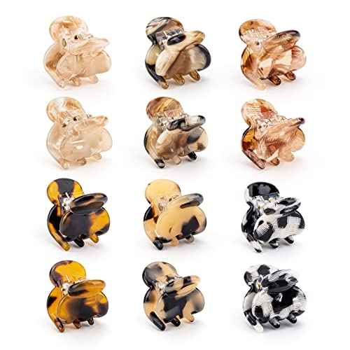 Cobahom 12Pcs 0.79 Inch Extra Small Claw Clips for Thin Thick Hair, Super Mini No-Slip Jaw Clips for Hair Styling, Tortoiseshell Small Hair Accessories for Women Girls, Multicolor