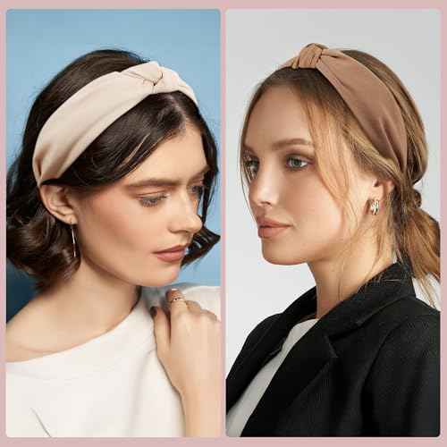 Funtopia Headbands for Women, 9pcs Fashion Knotted Headband Leopard Print Knot Hairband, Cute Wide Headbands for Women Girls Hair Accessories Set(Brown Black White)