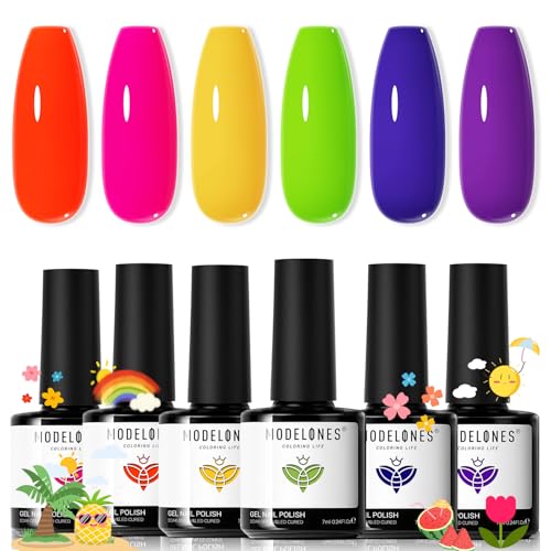 Modelones Neon Gel Nail Polish Set 6 Colors Bright Neon Summer A1-Bright Neon Gala