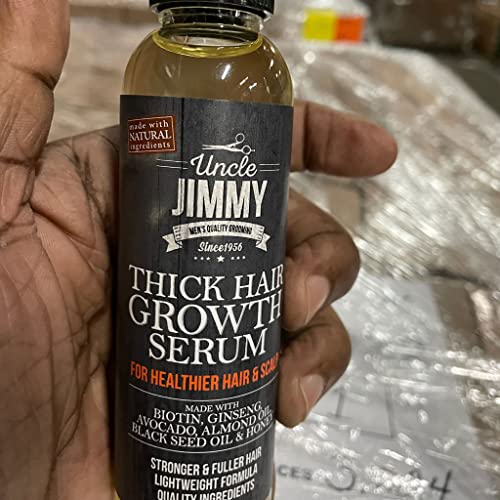 Uncle Jimmy Thick Hair Growth Serum, Hair Growth Treatment, Anti Hair Loss, Promotes Thicker, Stronger Hair for Men & Women 4 Fl Oz