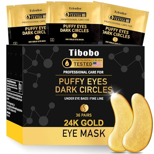 Under Eye Patches (36 Pairs) - Valentines Day Gifts for Women, 24K Gold Eye Masks Enriched with Abundant Collagen for Dark Circles, Puffy Eyes, Wrinkles - Vegan & USA Tested