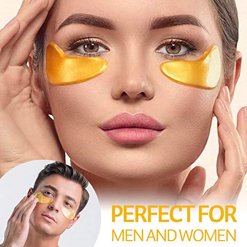 VERONNI Eye Lip Mask Set -20pcs Under Eye Patches,10pcs Gold Lip Mask -24K Gold Crystal Eye Lip Pads Treatment for Dry Lip,Dark Circles Eyes Moisturizing, Hydrating(Gold Eye Lip Mask Set)