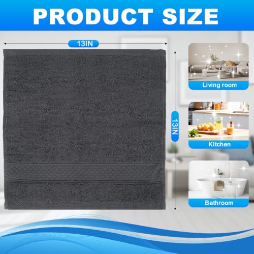 6-Pack 100% Cotton Washcloths 13x13 Inch Grey